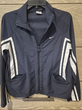 Nike Navy and White Women's Zip-Front Jacket